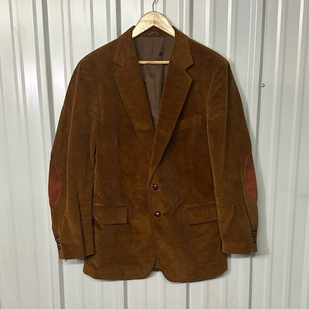 Vintage Brown Corduroy Blazer Mens Retro Sport Coat Dark Academia Preppy